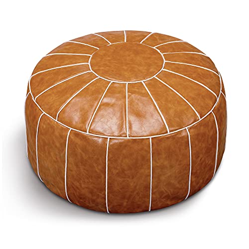 Bohepuffex Pouf Cover Ottoman Moroccan Style Decorative Chair Foot Stool Foot Rest Footstool Footrest Home Storage Solution -Embroidered -Unstuffed (Light Green)