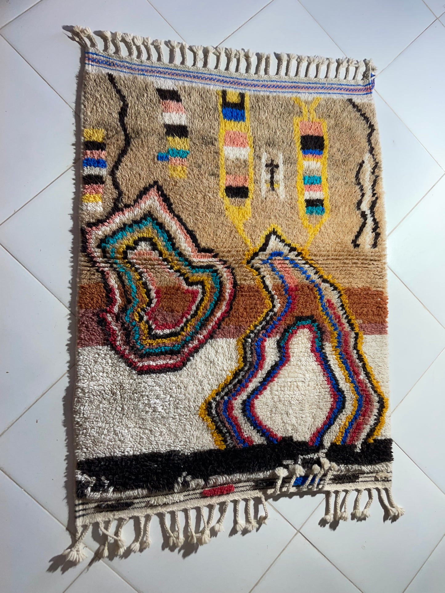 Handmade Azilal Berber Rug – Moroccan Wool Carpet 150x100 cm