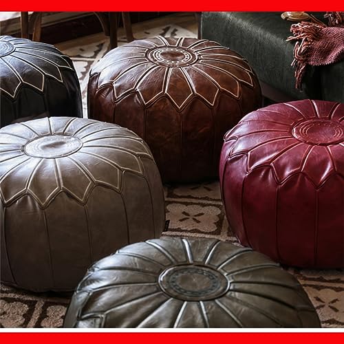 Bohepuffex Pouf Cover Ottoman Moroccan Style Decorative Chair Foot Stool Foot Rest Footstool Footrest Home Storage Solution -Embroidered -Unstuffed (Light Green)