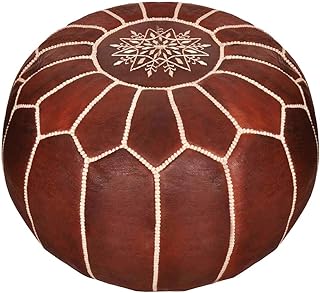 Moroccan Poufs Leather Luxury Ottomans Footstools Tan Unstuffed
