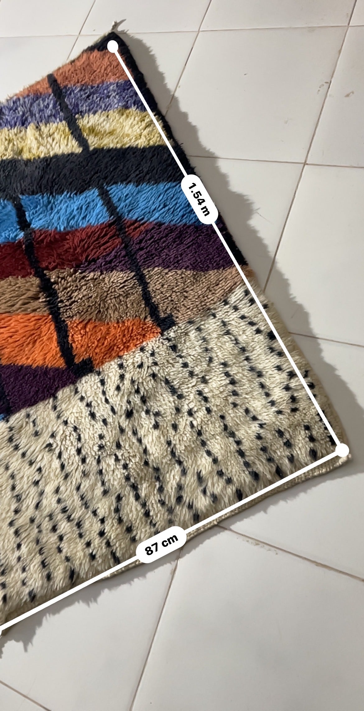 Colorful Beni Imlil Moroccan Rug – Handwoven Wool Berber Carpet – Cooperative Adrar size150x85 cm