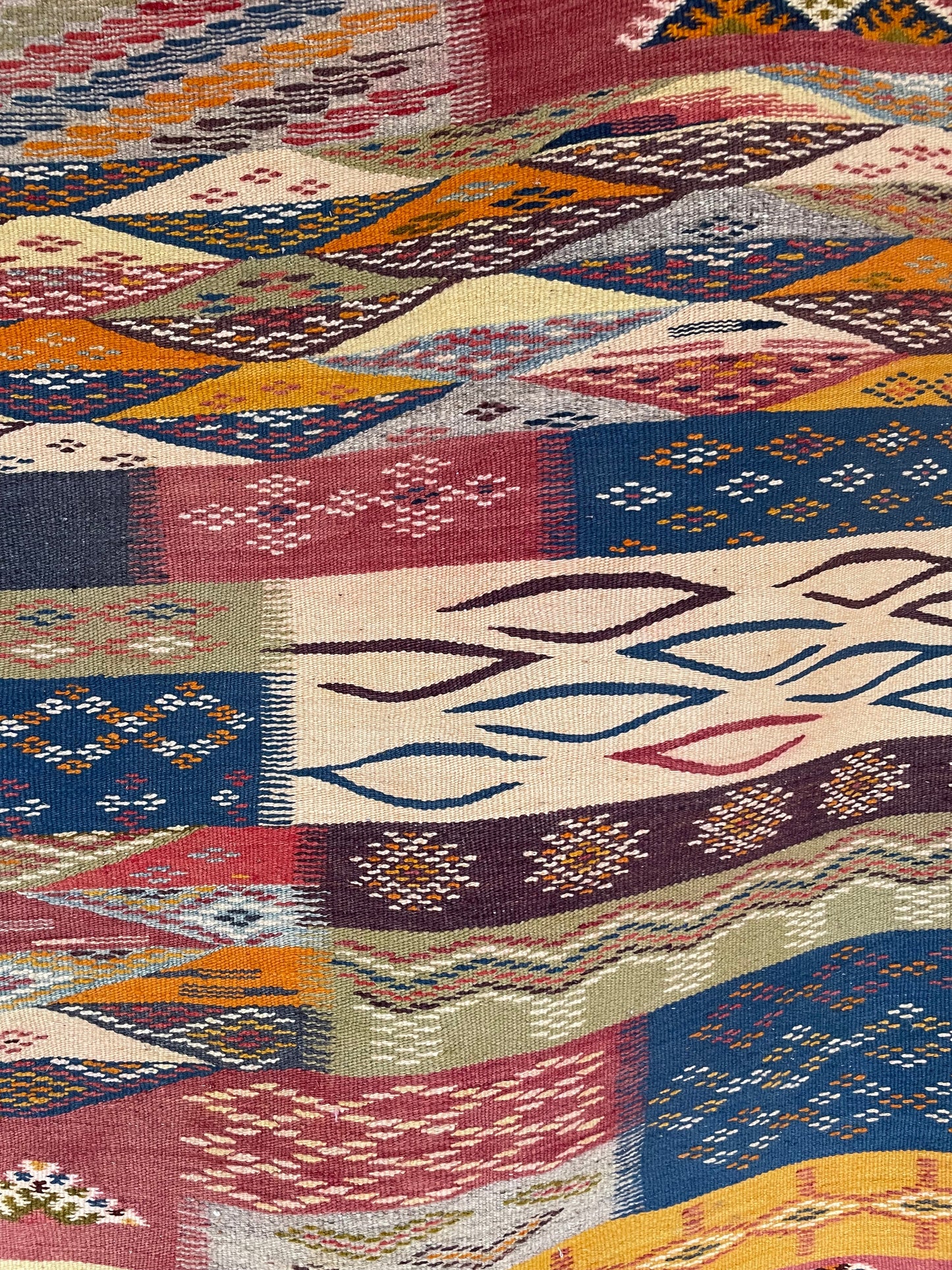 Picasso Berber kilim, Alfombra marroquí tejida a mano, Alfombra bereber abstracta, (260x160 Cm)