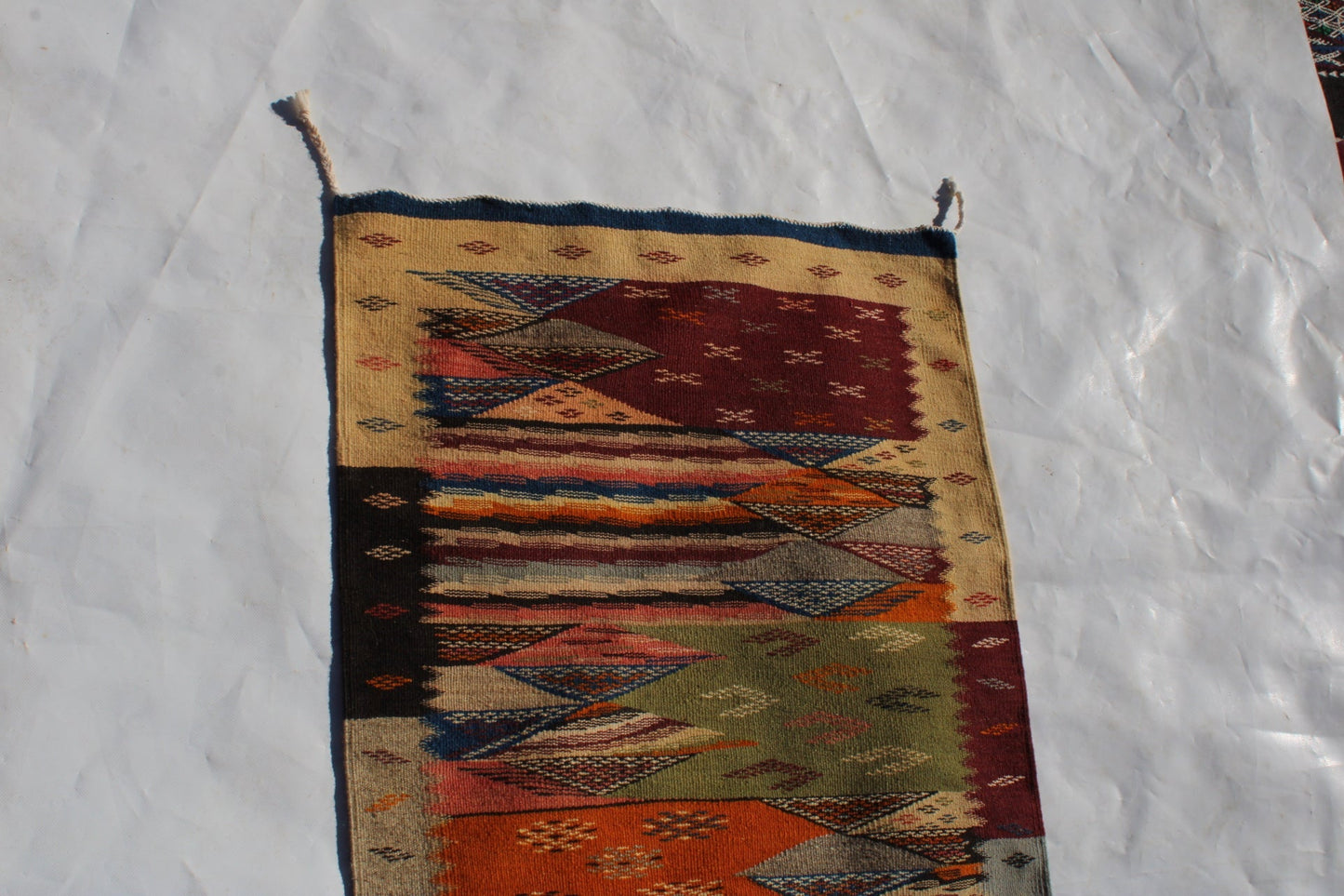 Picasso Berber kilim, Alfombra marroquí tejida a mano, Alfombra bereber abstracta, (160x71 Cm)