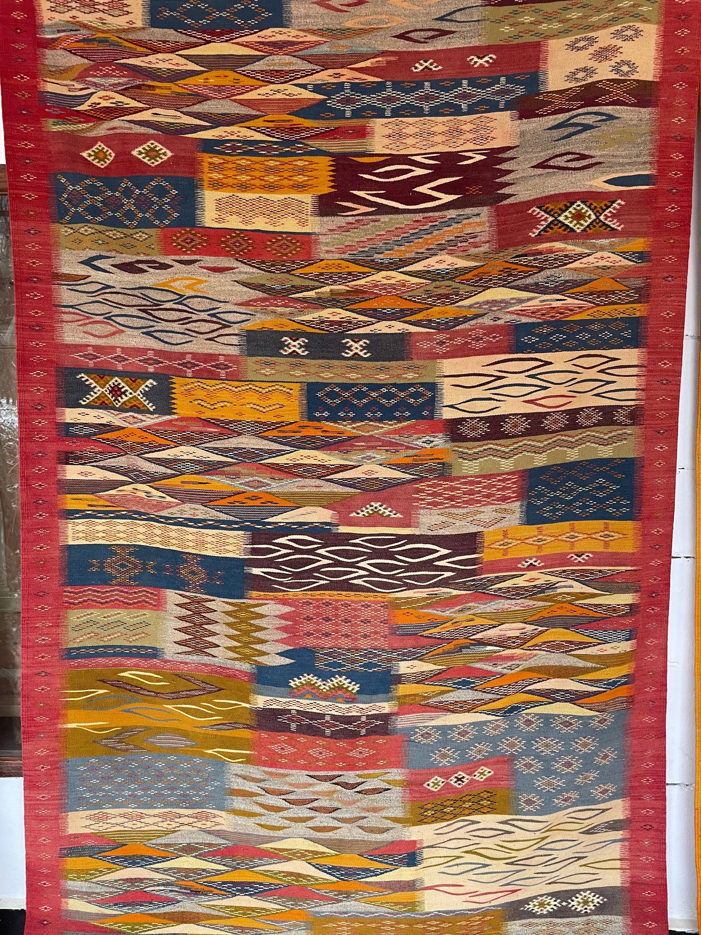 Picasso Berber kilim, Alfombra marroquí tejida a mano, Alfombra bereber abstracta, (260x160 Cm)
