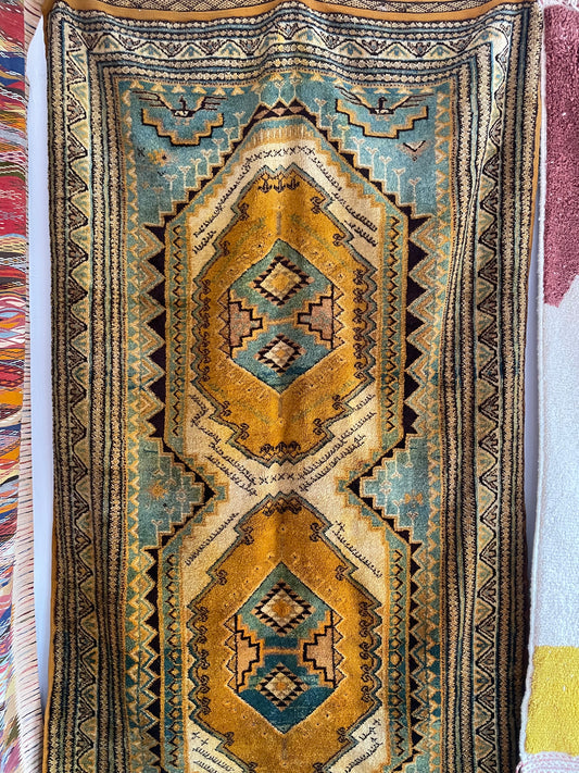 Lovely and Old Moroccan Glaoui Rug, Handmade Berber Carpet, Taznakht carpets, Free shipping rug, Multi Color Carpet Glaoui size is 260x160 cm