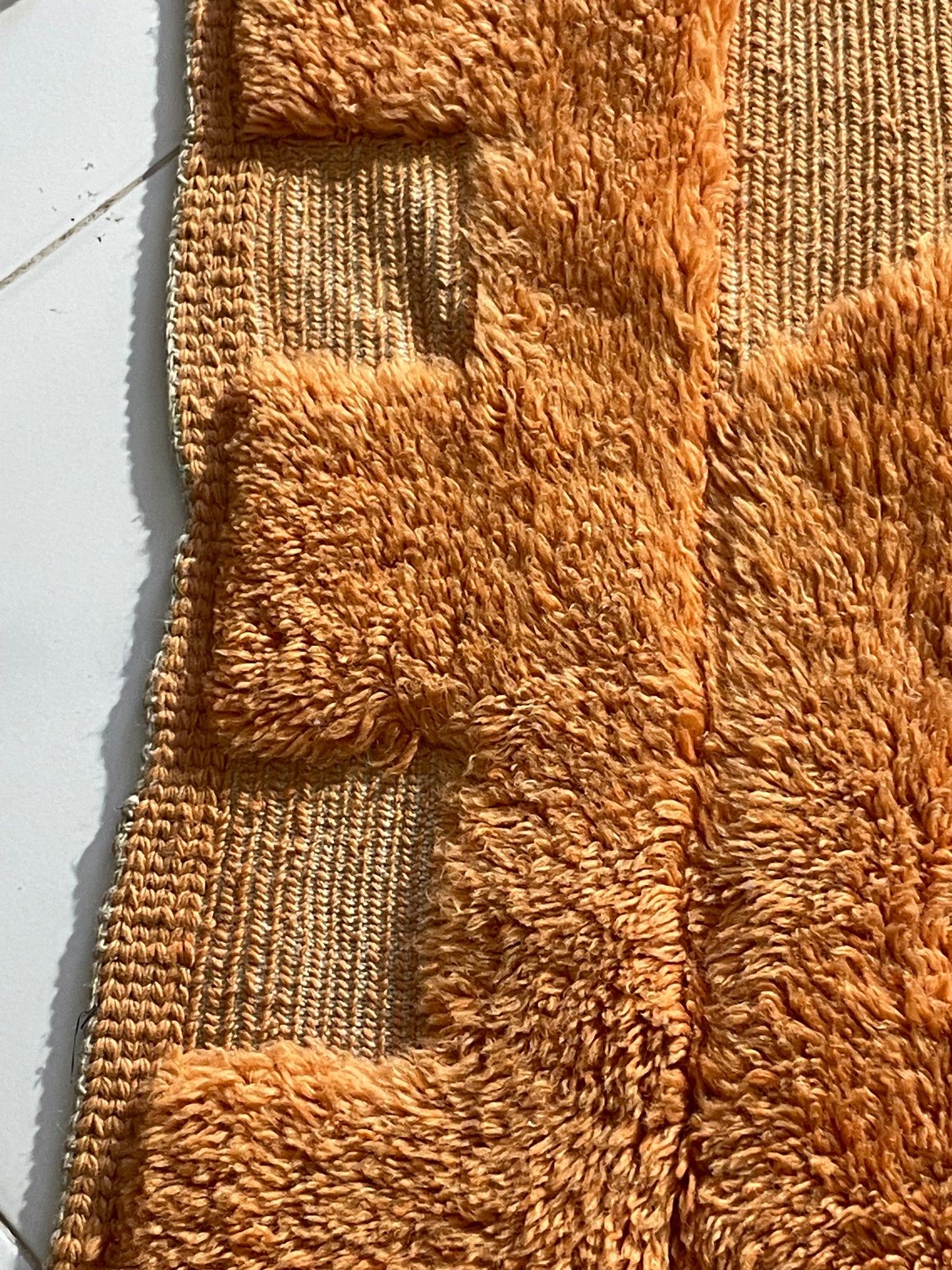 Handmade Moroccan HOPE Rug – Bright Orange Tufted Wool Art Carpet – Inspirational Berber Decor size 120x70 cm