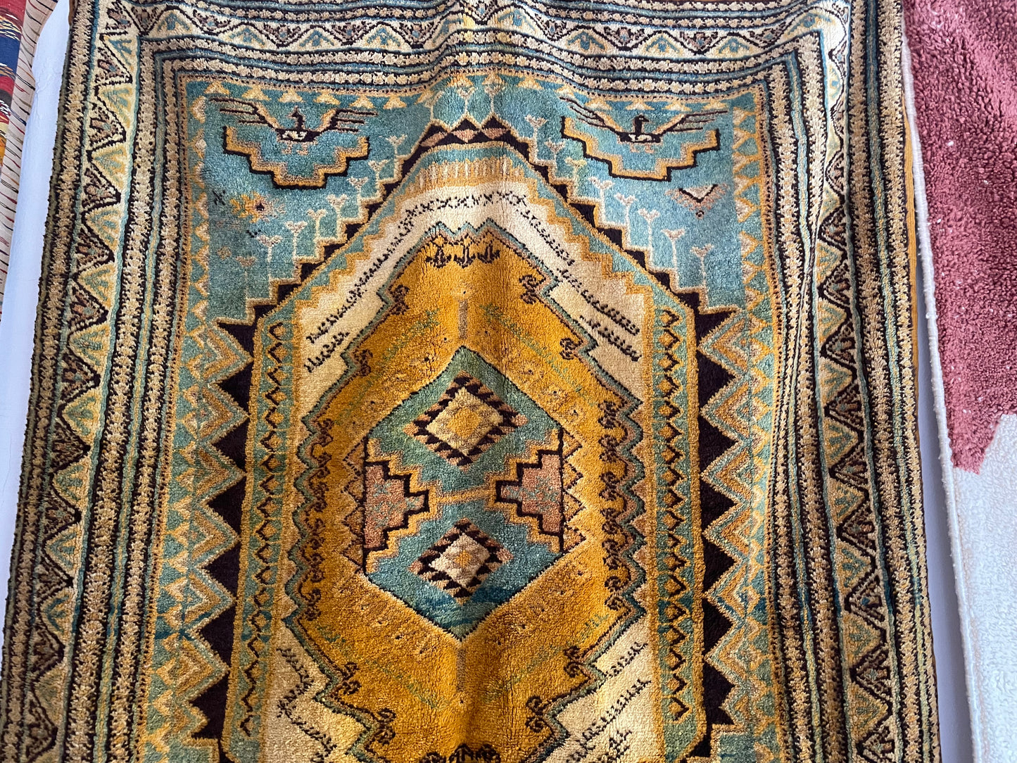 Lovely and Old Moroccan Glaoui Rug, Handmade Berber Carpet, Taznakht carpets, Free shipping rug, Multi Color Carpet Glaoui size is 260x160 cm