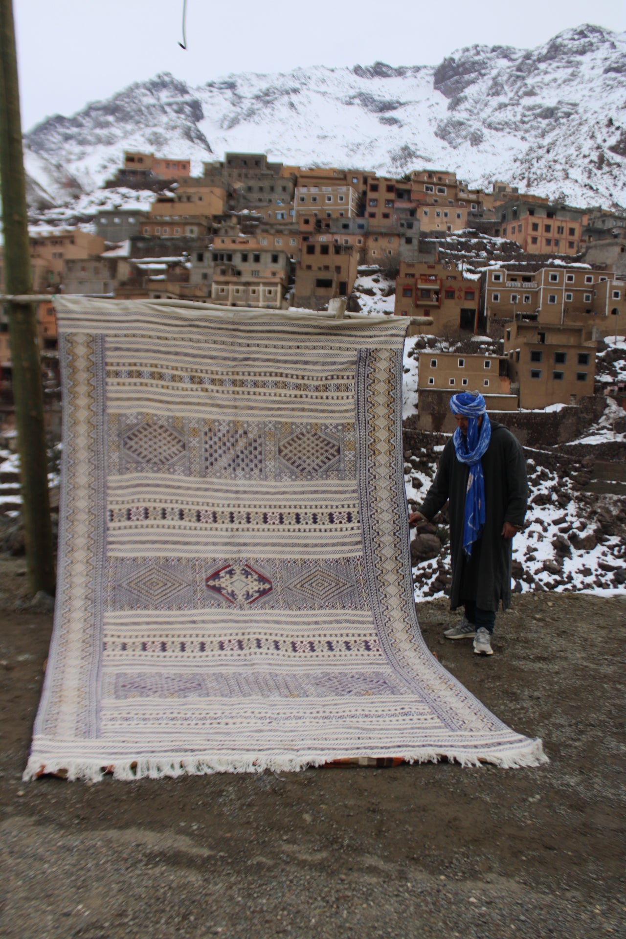 Authentic Moroccan Kilim Rug 13x8 ft – Handwoven Atlas Mountains Wool Rug