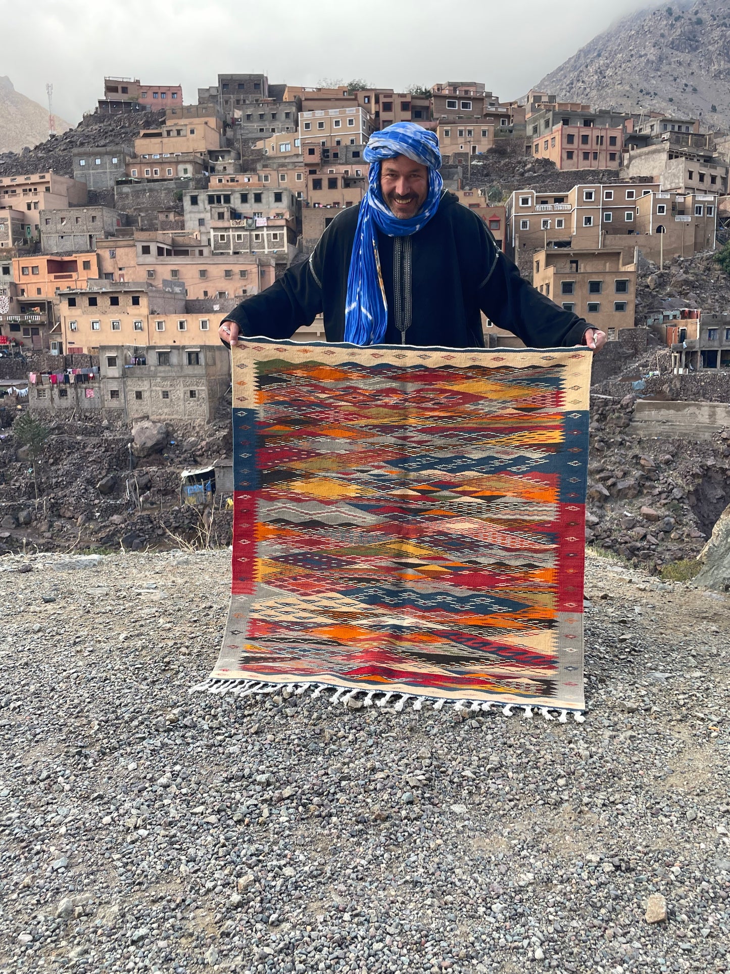 Buy Picasso-Inspired Wool Rug 100x100 cm (3.3x3.3 ft) | Handwoven, Reversible Design, Braided Fringe – Artistic Home Decor