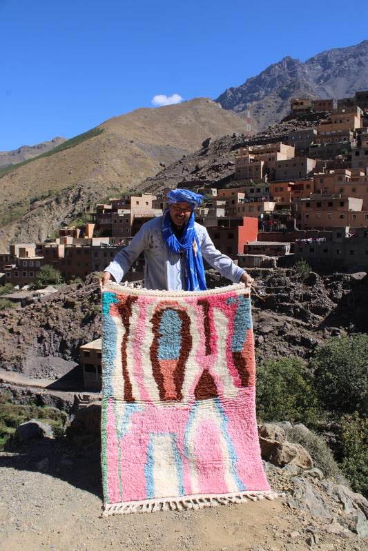 moroccan azilal rug, berber wool carpet, handmade rug, 150x100 cm rug, 5x3 ft rug, moroccan home decor, small wool rug