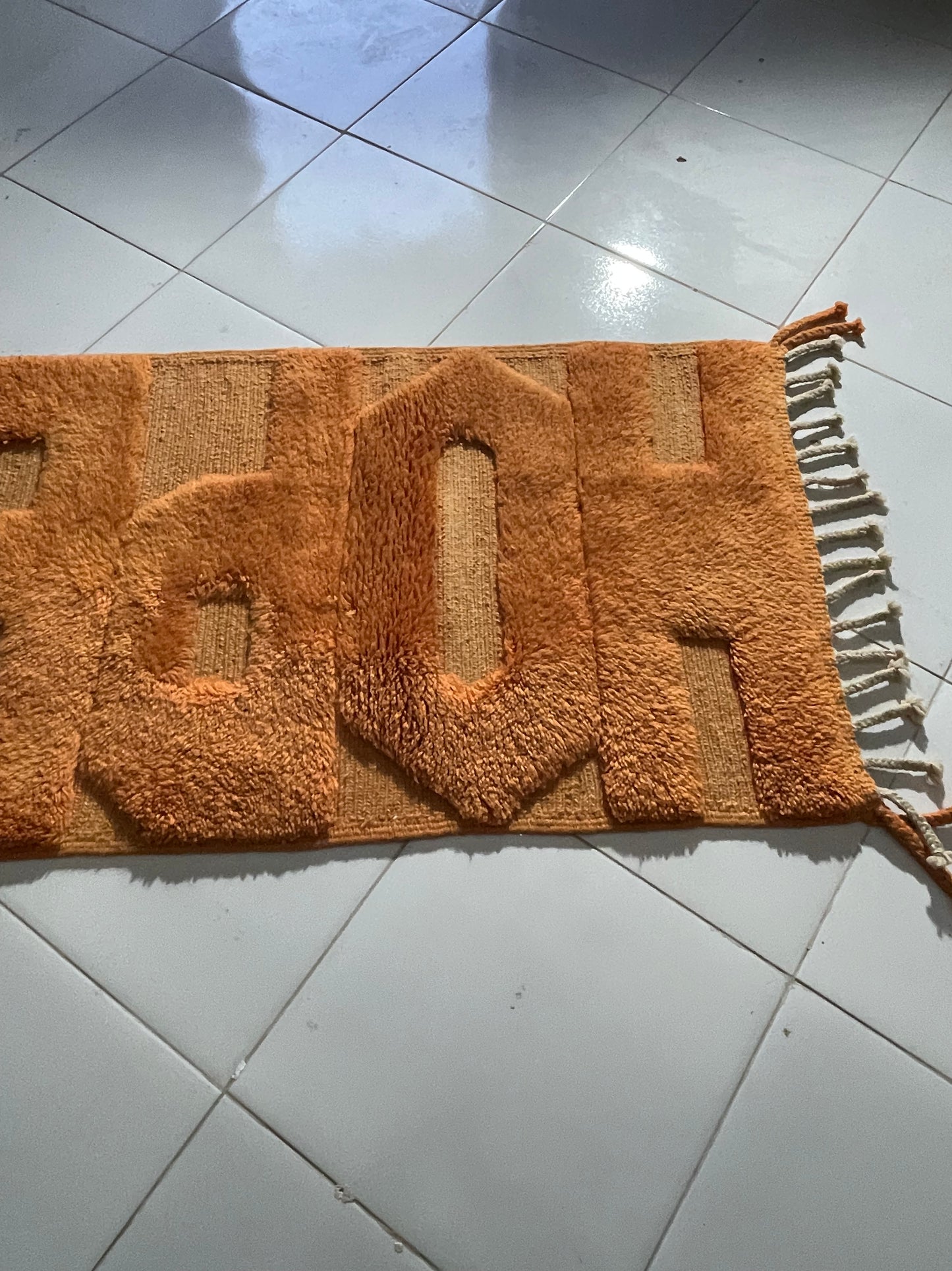 Handmade Moroccan HOPE Rug – Natural Wool Tufted Art Carpet – Adrar Cooperative size is 120x70 cm