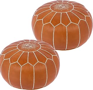 Moroccan Poufs Leather Luxury Ottomans Footstools Tan Unstuffed