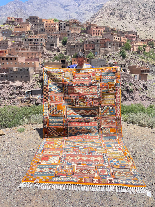 Authentic Glaoui Moroccan Rug – Handwoven Wool Tribal Carpet | Berber Kilim, Tufted & Embroidered
