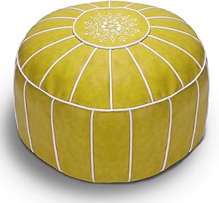 Moroccan Poufs Leather Luxury Ottomans Footstools Tan Unstuffed