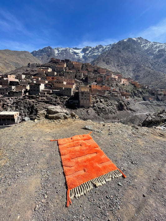 Handwoven Moroccan Rug - Vibrant Berber Design, Cultural Artifact, Skilled Craftsmanship, Unique Home Decor size is 120x60 cm