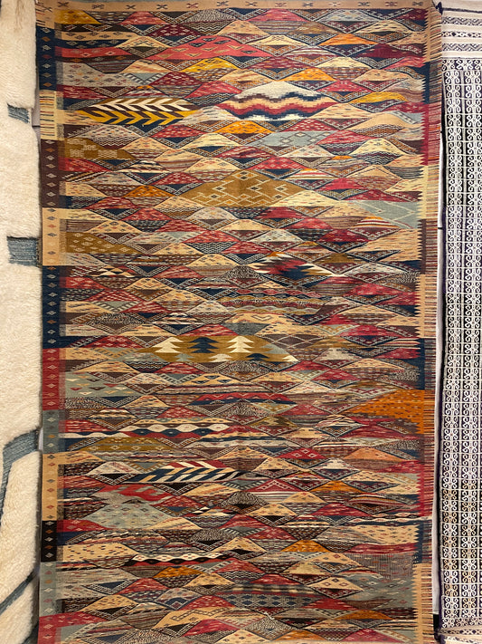 Picasso Berber kilim, Alfombra marroquí tejida a mano, Alfombra bereber abstracta, (200x300 Cm)