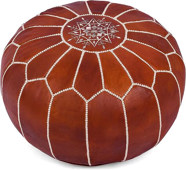 Moroccan Poufs Leather Luxury Ottomans Footstools Tan Unstuffed