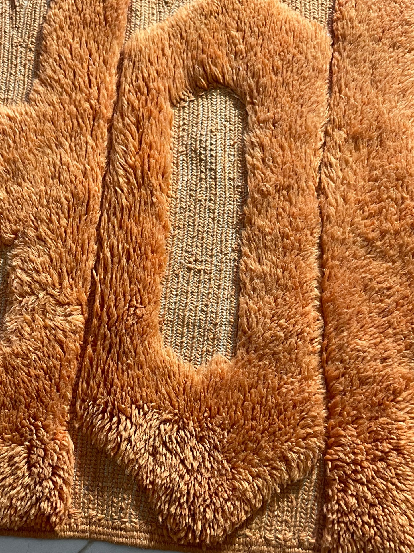 Handmade Moroccan HOPE Rug – Bright Orange Tufted Wool Art Carpet – Inspirational Berber Decor size 120x70 cm