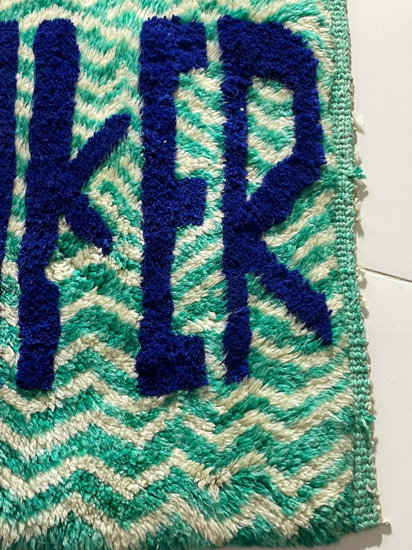 “THINKER” Moroccan Wool Rug – 120×60 cm (4×2 ft) – Handwoven by Cooperative Adrar