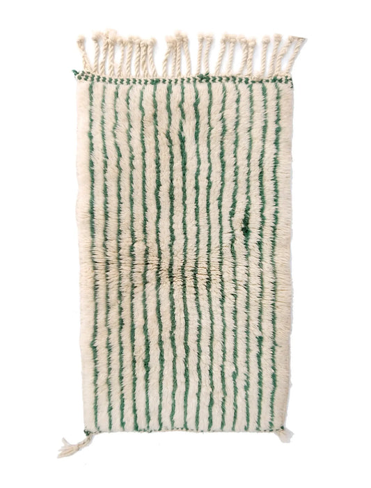 Beni Imlil Runner Rug, Moroccan Runner Rug, Handwoven Wool Rug, Green Stripe Rug, Minimalist Moroccan Rug, Berber Runner, Natural Wool Rug, Handmade Berber Rug, Cooperative ADRAR, Atlas Mountains Rug, Modern Moroccan Decor, Narrow Runner Rug, Scandinavian Style Rug, Small Area Rug, Artisan Wool Rug, One of a Kind Rug, Berber Handwoven Rug, Neutral Home Decor, Moroccan Boho Rug, Authentic Wool Carpet