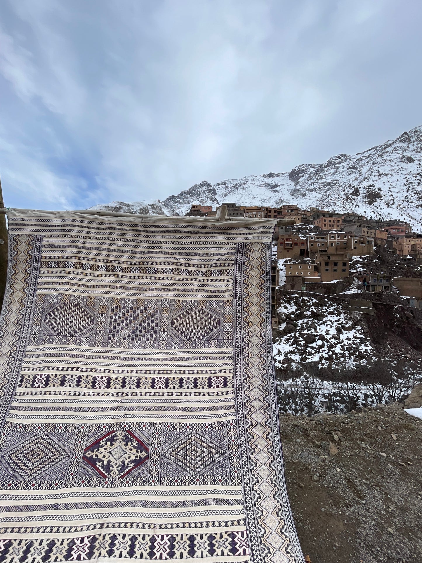 Authentic Moroccan Kilim Rug 13x8 ft – Handwoven Atlas Mountains Wool Rug