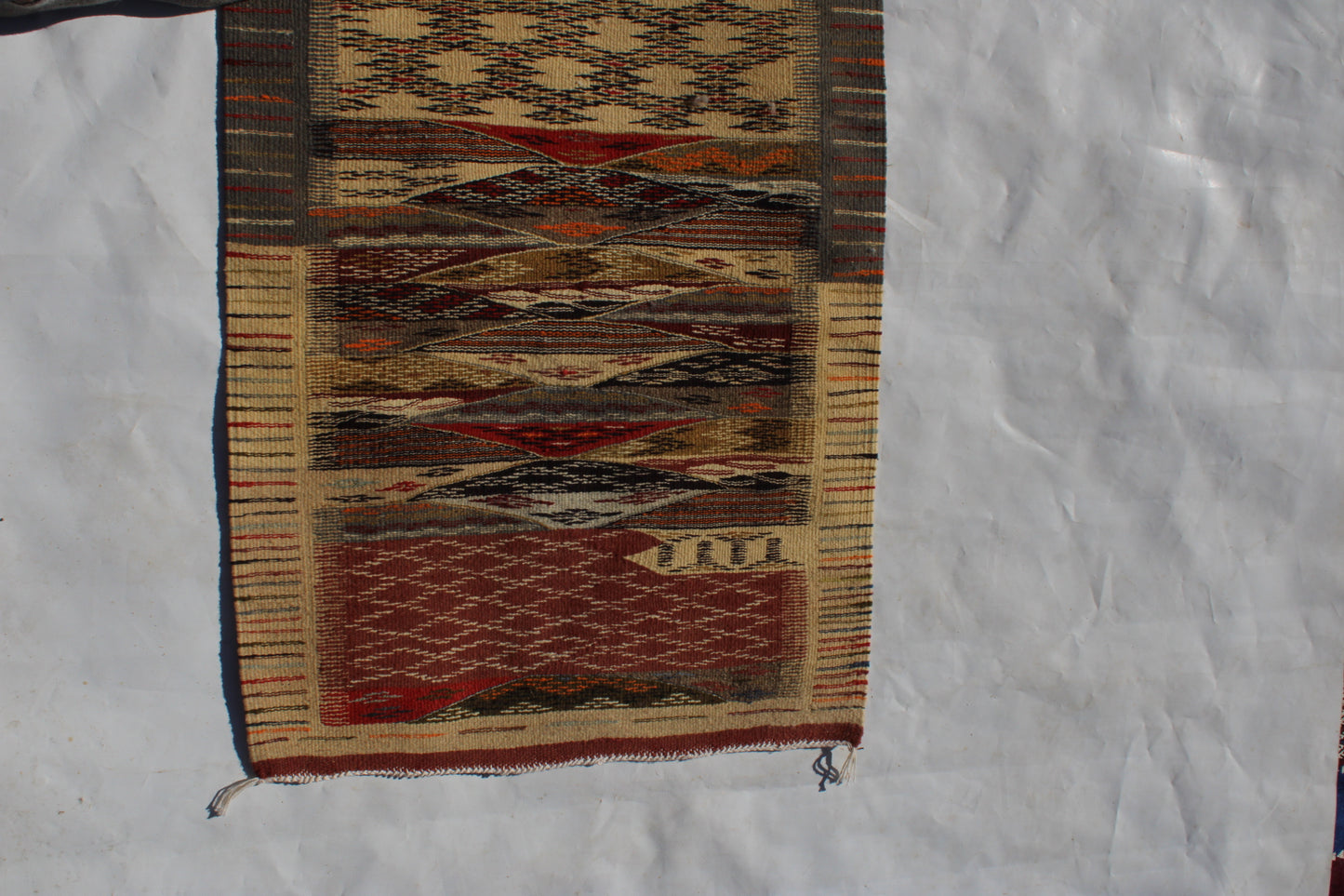 Authentic Moroccan Berber Kilim Rug  Picasso Taznakht T63. Handmade tribal rug, expertly woven with traditional craftsmanship 150x60 cm