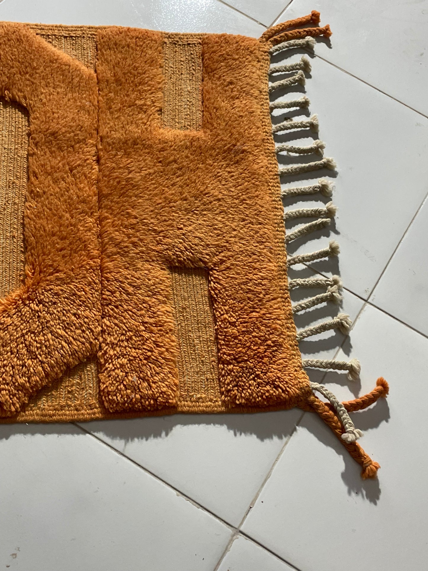 Handmade Moroccan HOPE Rug – Natural Wool Tufted Art Carpet – Adrar Cooperative size is 120x70 cm