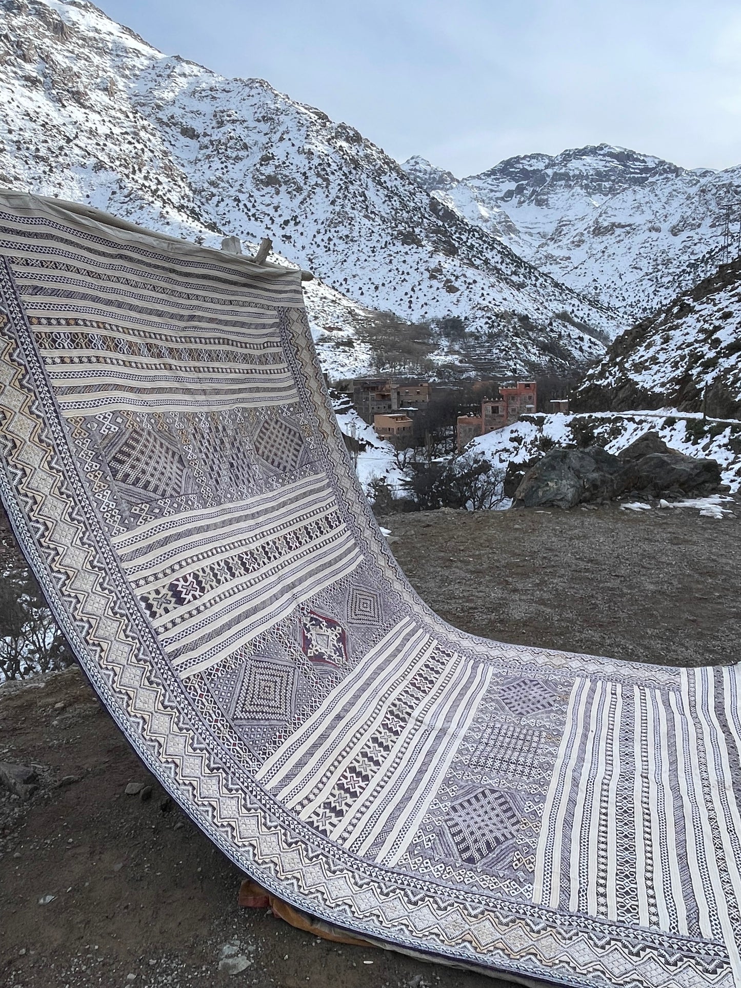 Authentic Moroccan Kilim Rug 13x8 ft – Handwoven Atlas Mountains Wool Rug