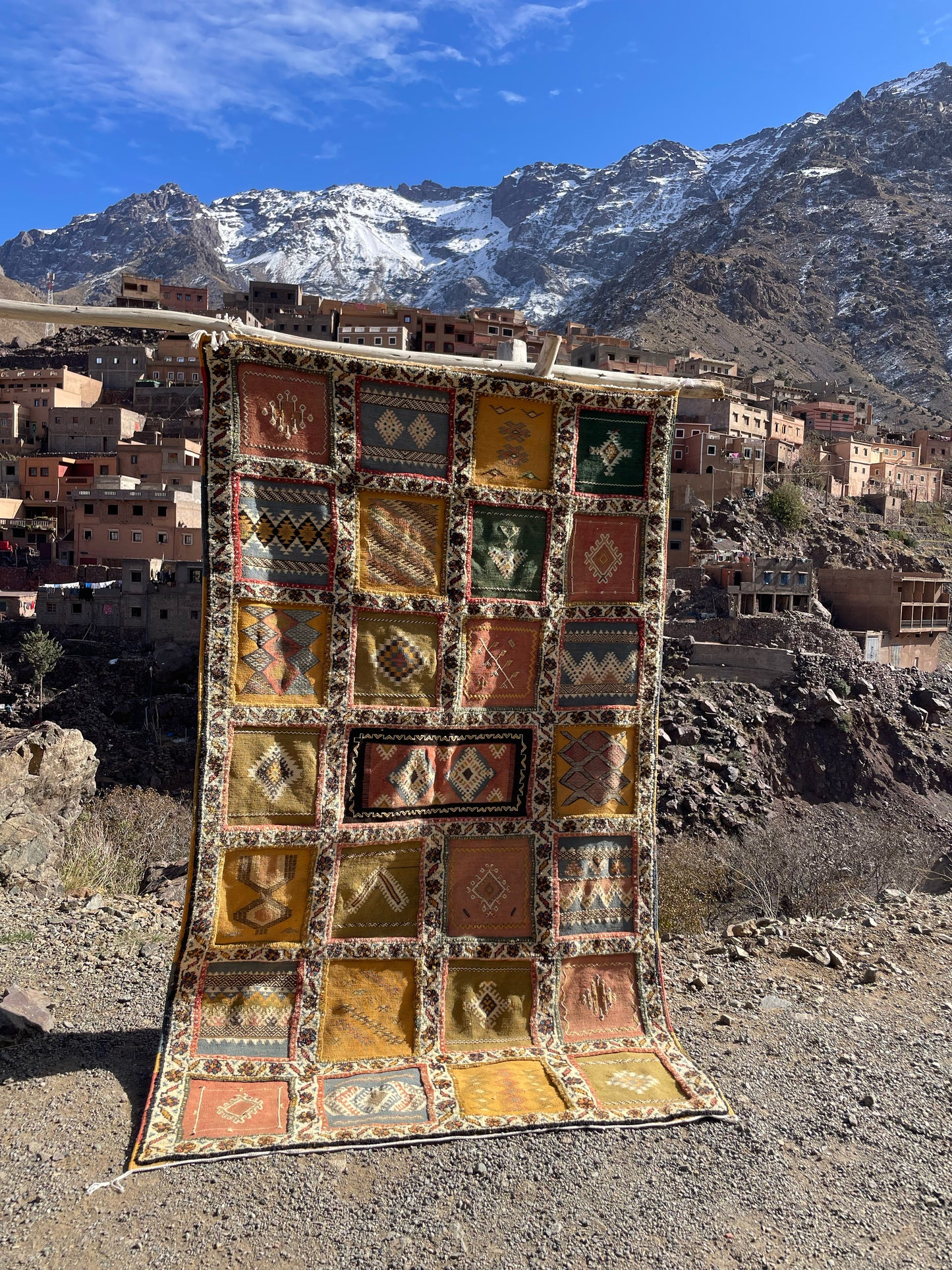 Vintage Glaoui Patchwork Rug – 5.01 ft × 8.46 ft (1.53 × 2.58 m) – Handwoven Moroccan Berber Carpet