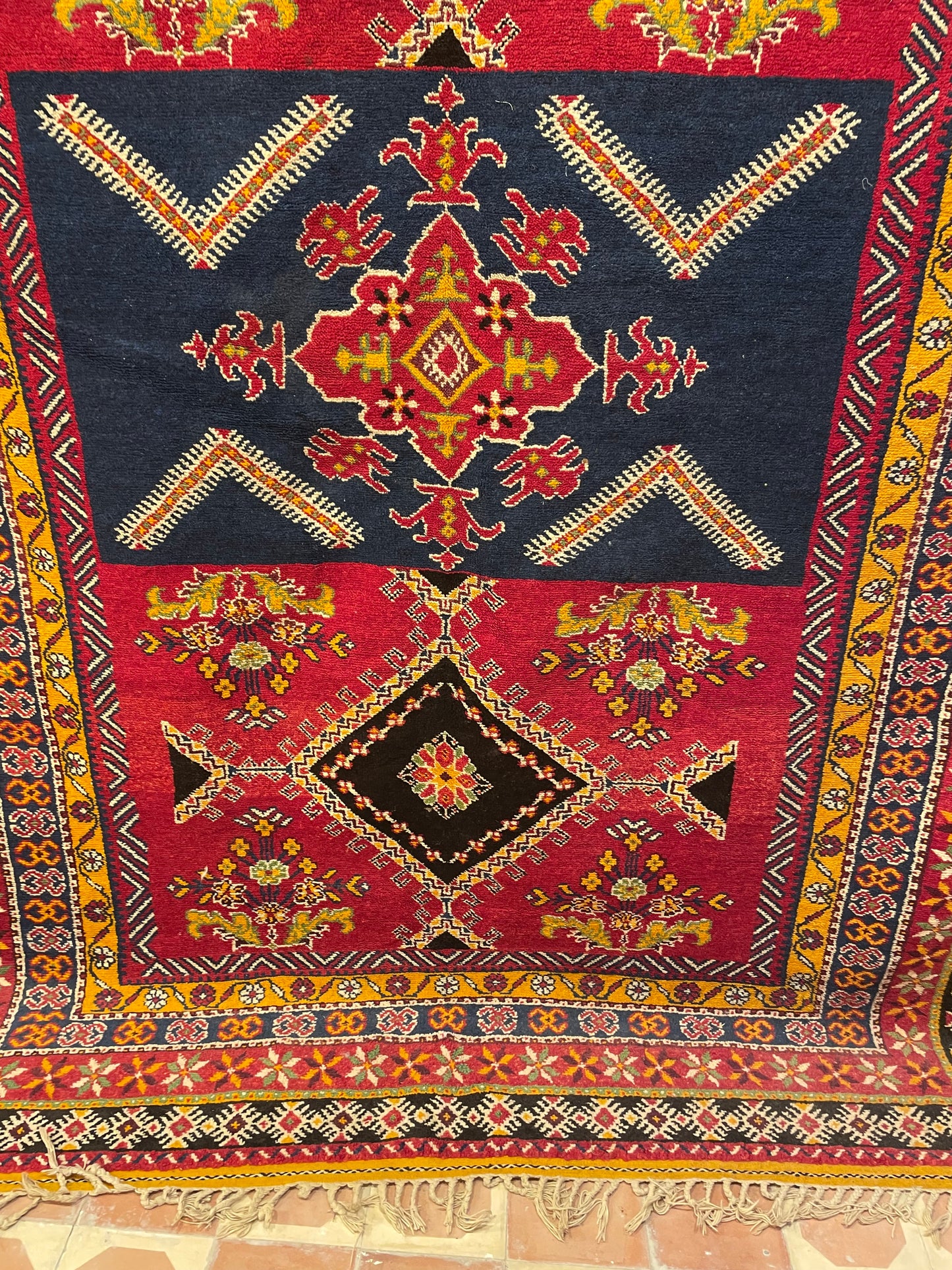 Lovely and Old Moroccan Glaoui Rug, Handmade Berber Carpet, Taznakht carpets, Free shipping rug, Multi Color Carpet Glaoui size is 300x200 cm