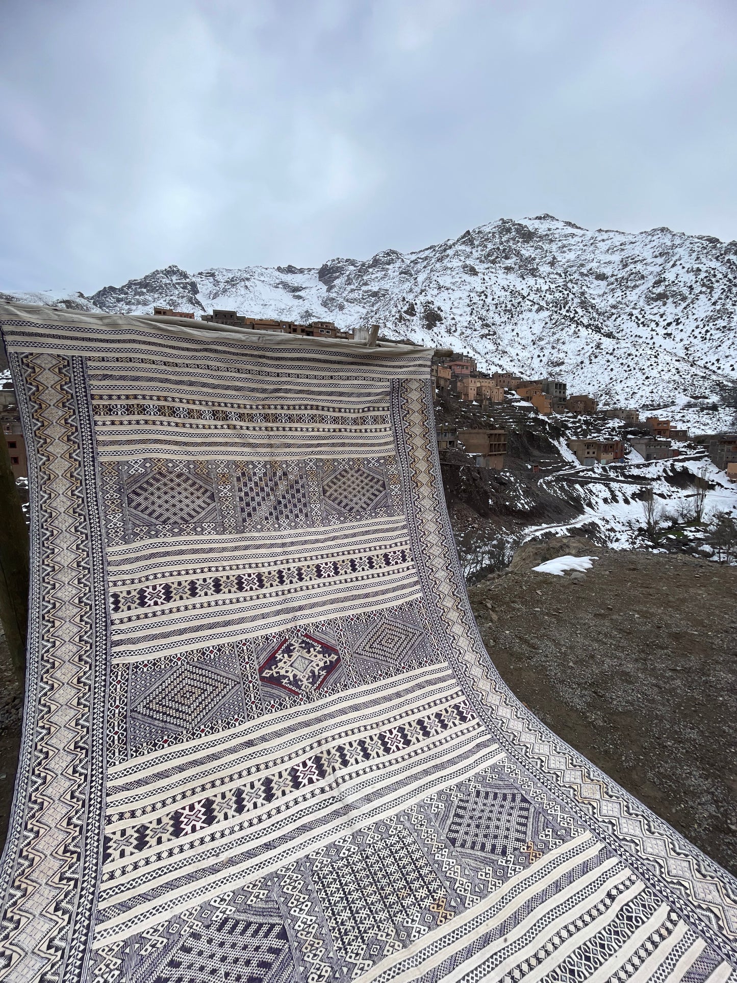 Authentic Moroccan Kilim Rug 13x8 ft – Handwoven Atlas Mountains Wool Rug