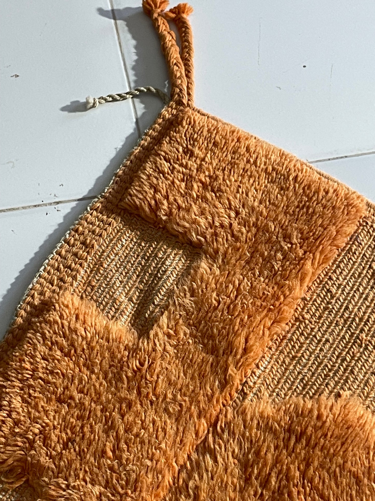 Handmade Moroccan HOPE Rug – Bright Orange Tufted Wool Art Carpet – Inspirational Berber Decor size 120x70 cm