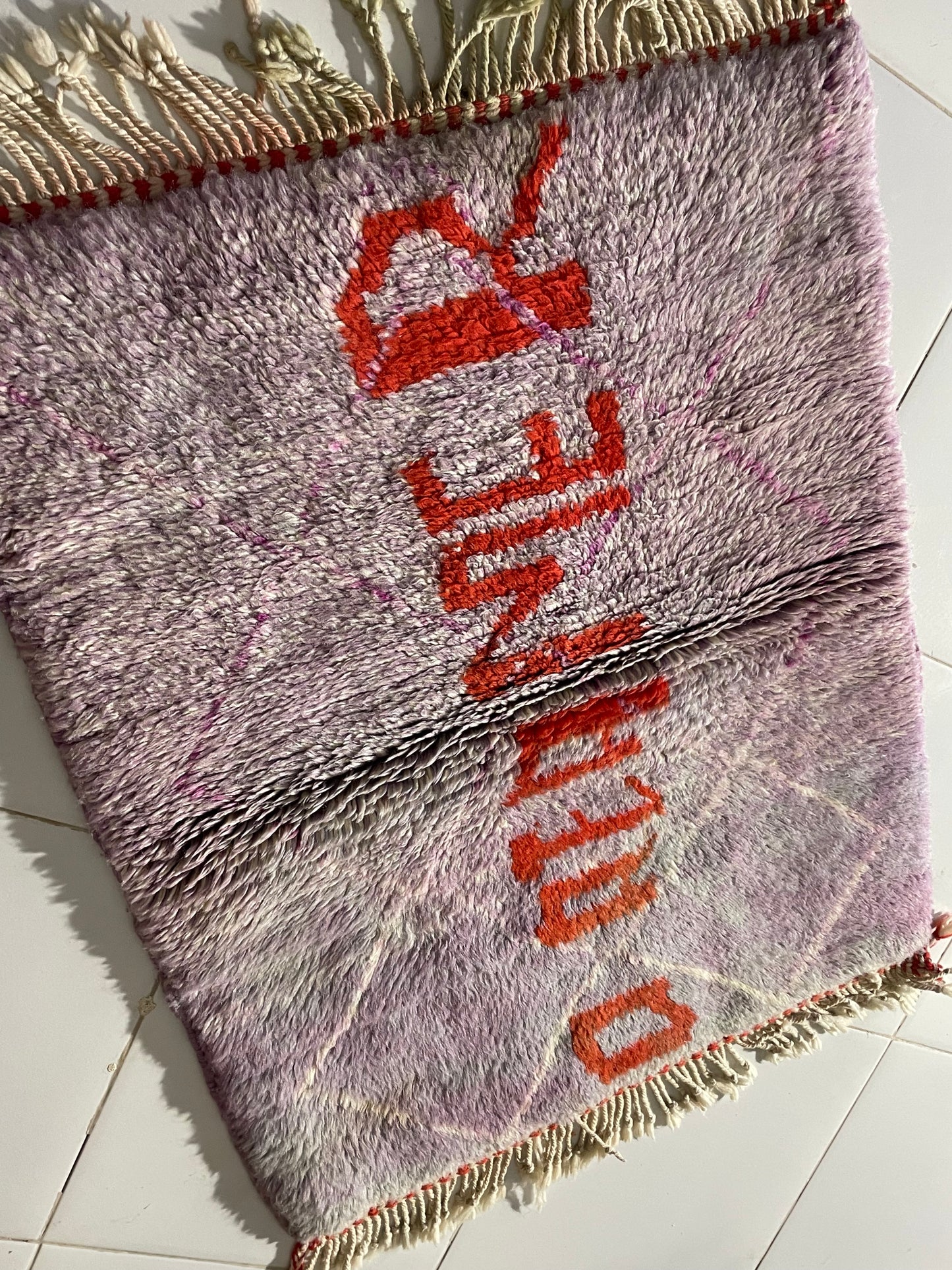 “DREAMER” Moroccan Wool Rug – 120×60 cm (4×2 ft) – Handwoven by Cooperative Adrar