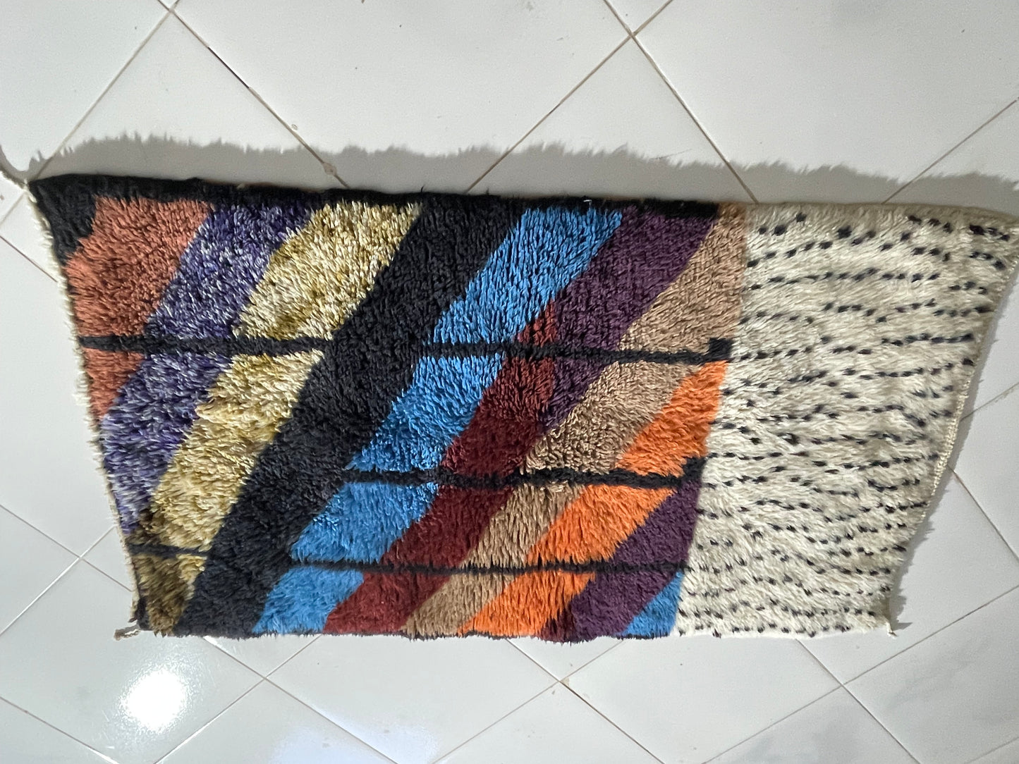 Colorful Beni Imlil Moroccan Rug – Handwoven Wool Berber Carpet – Cooperative Adrar size150x85 cm