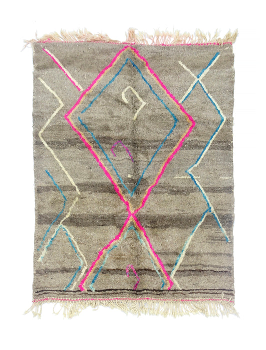 Authentic Beni Ouarain Rug – Moroccan Handmade Wool Carpet 220x140 cm | cooperative & adrar