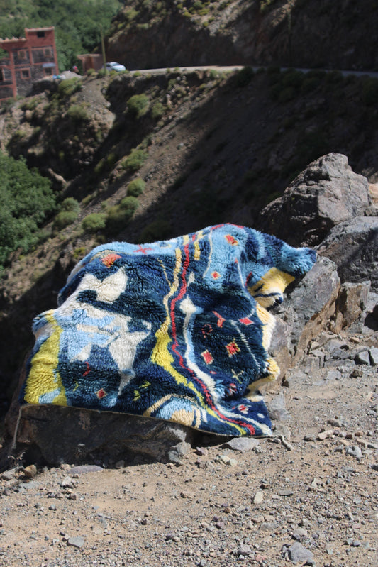 Authentic Moroccan Berber Kilim Rug – Picasso Taznakht T63 | 150x100 cm | Handmade Tribal Wool Rug