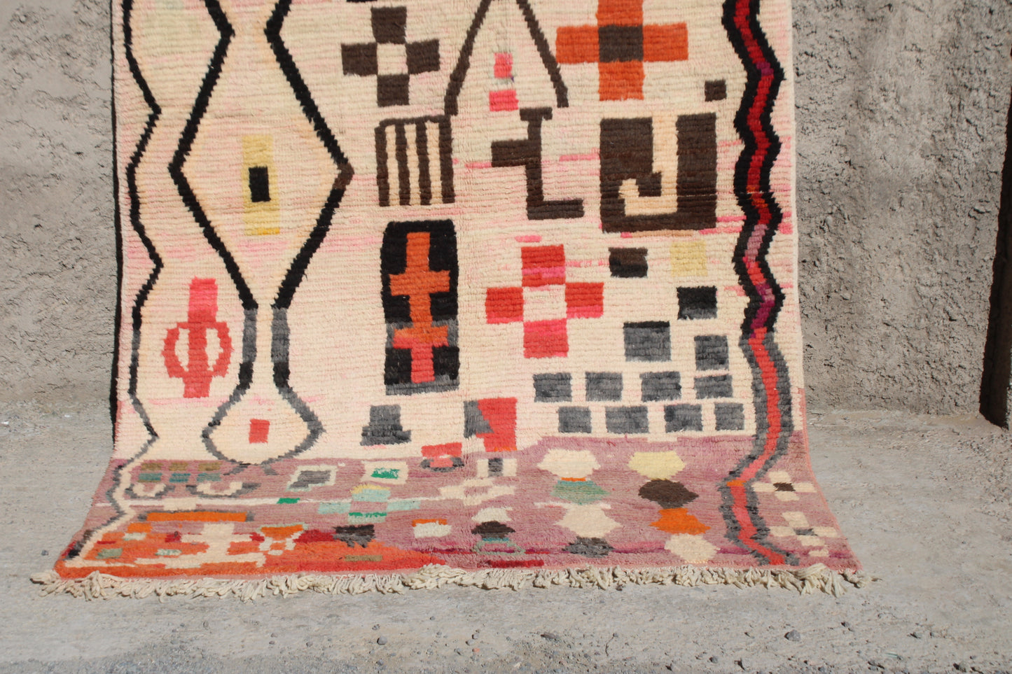 Azilal Moroccan Rug – 9 × 6 ft | Handwoven Berber Wool Carpet