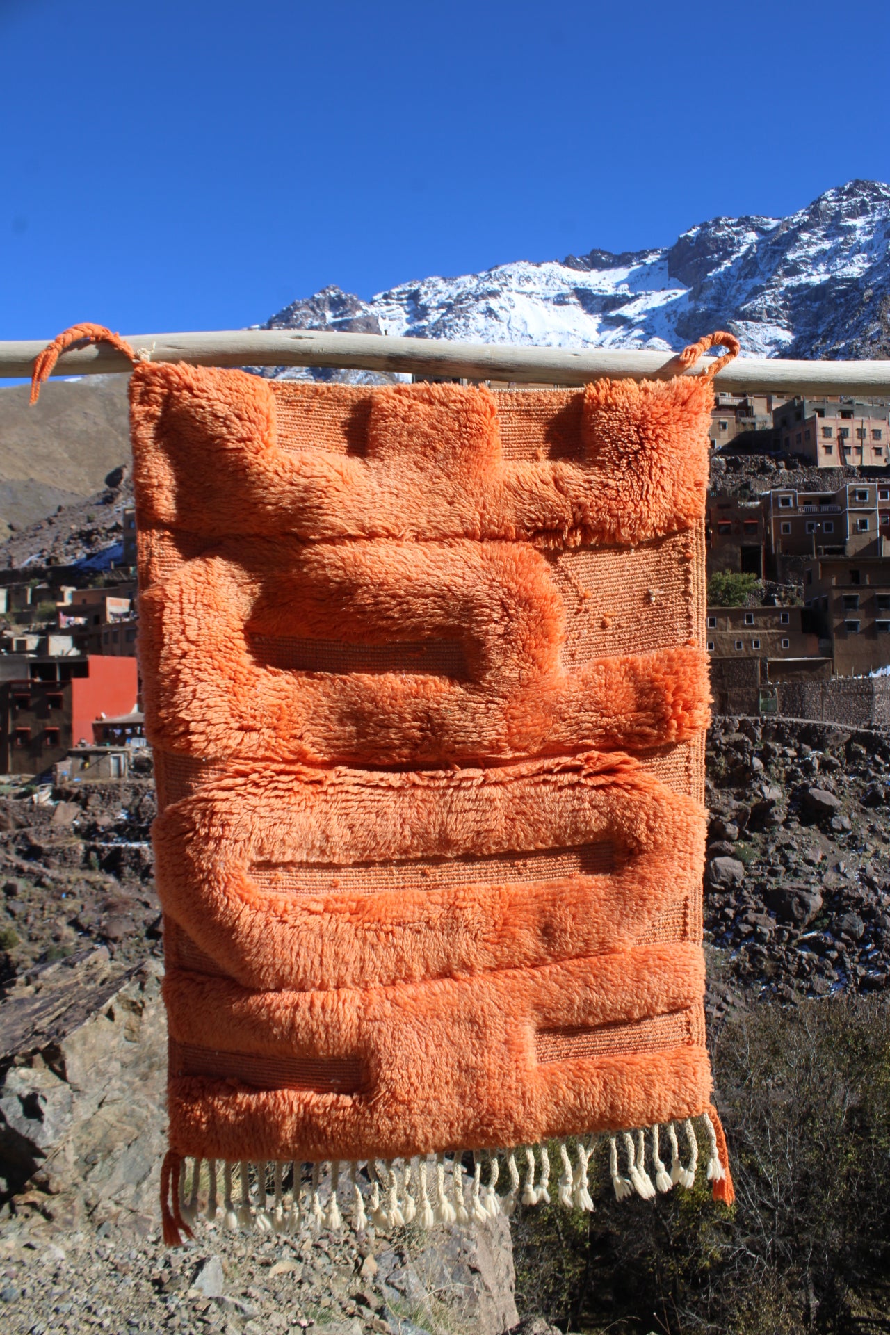 Handmade Moroccan HOPE Rug – Natural Wool & Cream Tufted Berber Art Carpet – Modern Inspirational Decor