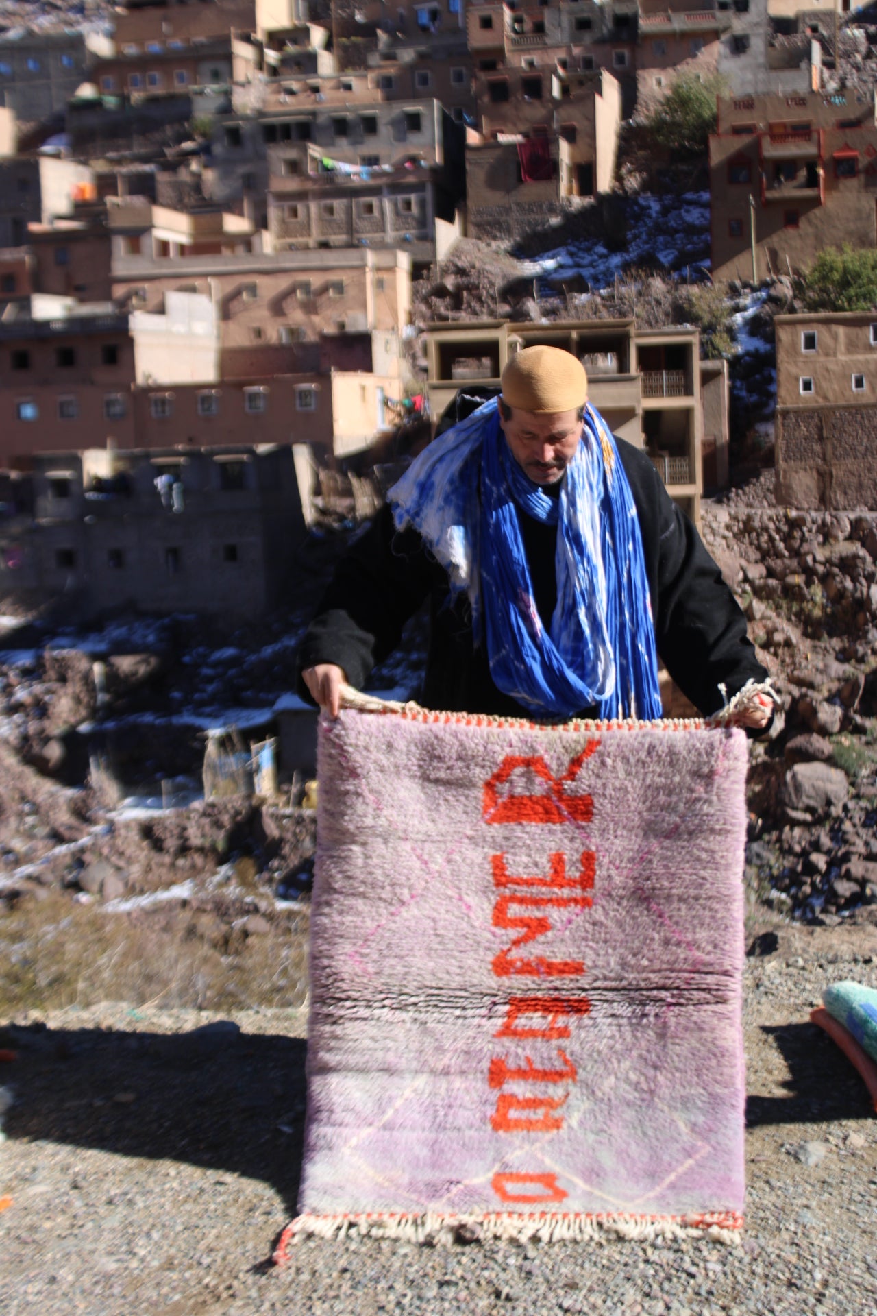 “DREAMER” Moroccan Wool Rug – 120×60 cm (4×2 ft) – Handwoven by Cooperative Adrar