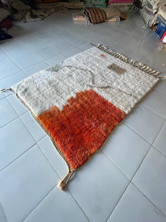 Moroccan Handmade rug ,Beni ourain style Morocco wool Berber Rug, modern rug, Hand woven rug, Azilal Berber style - Brown Rug Morocco 200x150 cm