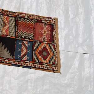Handmade Moroccan Glawi Carpet – Wool Flatweave Rug, Tribal Geometric Design, Bohemian Floor Mat, Authentic Berber Home Decor size 150x60 cm