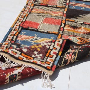 Handmade Moroccan Glawi Carpet – Wool Flatweave Rug, Tribal Geometric Design, Bohemian Floor Mat, Authentic Berber Home Decor size 150x60 cm
