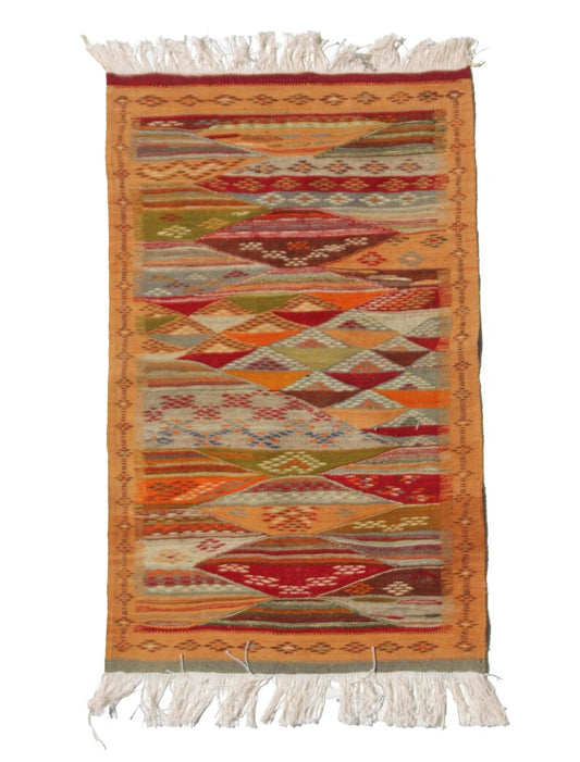 Handmade Moroccan Kilim Rug – Wool Flatweave Carpet, Bohemian Tribal Decor, Vintage Berber Floor Mat, Authentic Artisan Rug size 100x60 cm