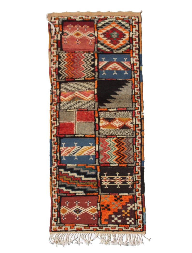 Handmade Moroccan Glawi Carpet – Wool Flatweave Rug, Tribal Geometric Design, Bohemian Floor Mat, Authentic Berber Home Decor size 150x60 cm
