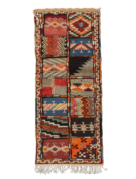 Handmade Moroccan Glawi Carpet – Wool Flatweave Rug, Tribal Geometric Design, Bohemian Floor Mat, Authentic Berber Home Decor size 150x60 cm