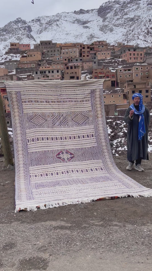 Authentic Moroccan Kilim Rug 13x8 ft – Handwoven Atlas Mountains Wool Rug