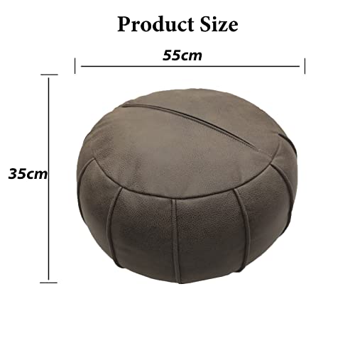Louis Donné Unstuffed Moroccan Ottoman Pouf Cover, Supersoft Handmade Faux Moroccan Decor, Storage Solution, Foot Rest, Footstool, Pouffe Seat for Balcony Office Indoor 21dia Chestnut Brown