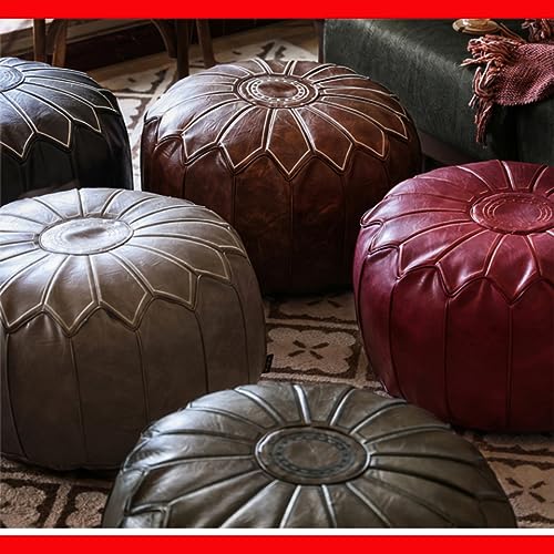 Bohepuffex Pouf Cover Ottoman Moroccan Style Decorative Chair Foot Stool Foot Rest Footstool Footrest Home Storage Solution -Embroidered -Unstuffed （Light Green）