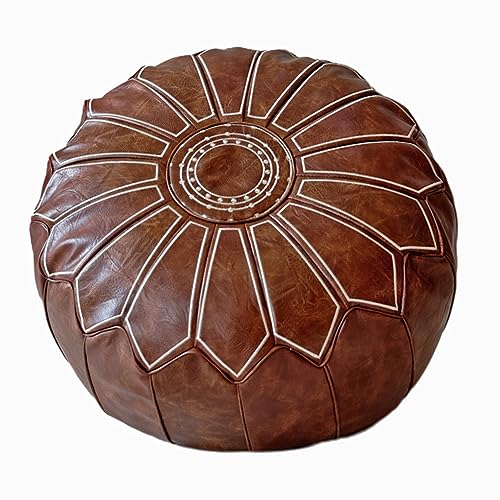 Bohepuffex Pouf Cover Ottoman Moroccan Style Decorative Chair Foot Stool Foot Rest Footstool Footrest Home Storage Solution -Embroidered -Unstuffed （Light Green）
