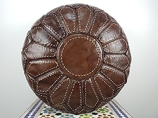 Moroccan Poufs Leather Luxury Ottomans Footstools Tan Unstuffed